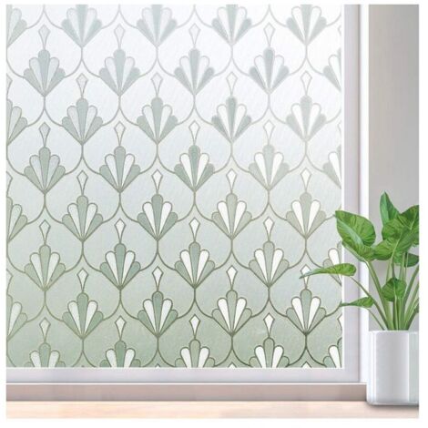 Static Cling Window Film, Privacy Film, Self-Adhesive, Reusable Frosted Matte, Floral Pattern, for Office, Home, Bathroom, Bedroom, Kitchen, 40 x 200 cm