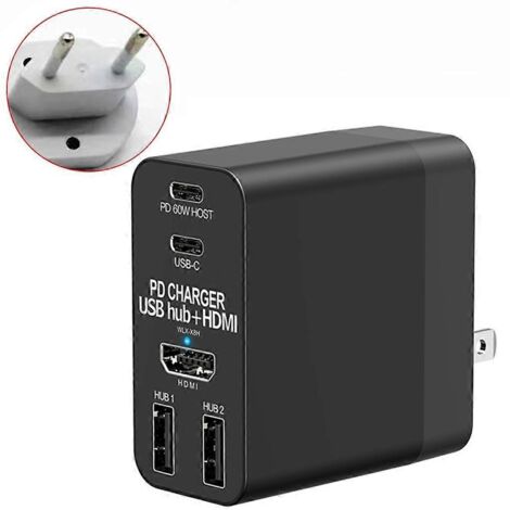 Station d'accueil pour ordinateur portable et téléphone compatible HDMI Type-C avec adaptateur de port USB 3.0 4 en 1 - UE