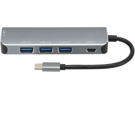 Station d'accueil USB C 5 en 1 avec 4 ports USB 3.0, charge rapide PD 3.0 60W pour tablette, téléphone et ordinateur portable