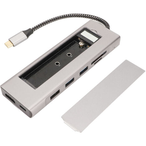 Station d'Accueil USB-C 8-en-1 avec Boîtier SSD M.2, 100W, 5Gbps, en Aluminium pour PC Windows