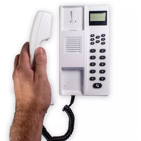 Station d'appel additionnelle blanche pour interphone de bureau sans-fil 300 mètres (avec écran LCD)