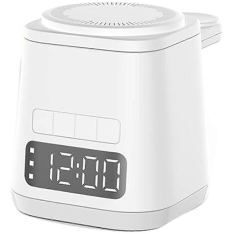 Station de charge 3 en 1, réveil, veilleuse blanche --