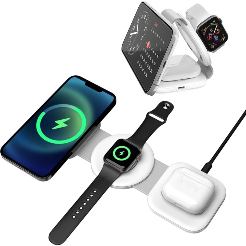 Station de Charge Apple, Chargeur 3 en 1 Apple pour Iphone 15/14/13/12/11/Pro/Max/Xs/Xr/X/Plus, Station de Charge Samsung et Watch Iphone, Airpods