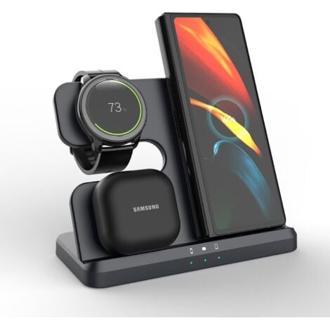 AUTRES Station de Charge inductive pour Samsung, Chargeur sans Fil 3 en 1 pour Galaxy Watch 5/5 Pro/4/3/Active 2/1 Chargeur pour Samsung Galaxy S24 Ultra S23 S22 S21 Z Flip Z Fold 5 4 Galaxy Buds