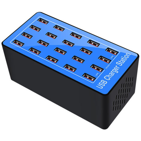 Station de charge multiple , chargeur rapide USB 5 V 20 A 100 W, hub de charge USB à 20 ports avec