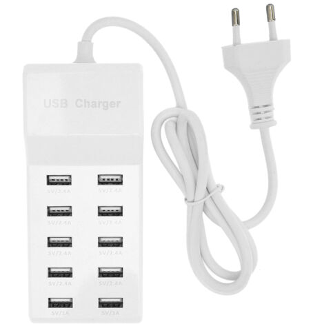 Station de charge murale 10 ports USB pour plusieurs appareils, prise EU 100-240V