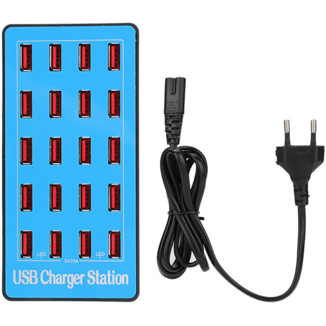 Station de Charge USB 20 Ports 20A 5V - Hub USB Multi-niveaux avec Prise EU