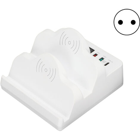 Station de Charge USB 6 Ports avec 2 Chargeurs Sans Fil, Dock QC 3.0 et Affichage LCD pour Multi-Appareils (Prise UE)