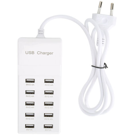 Station de charge USB rapide 10 ports, adaptateur secteur 5V 10A, chargeur multiport haute puissance
