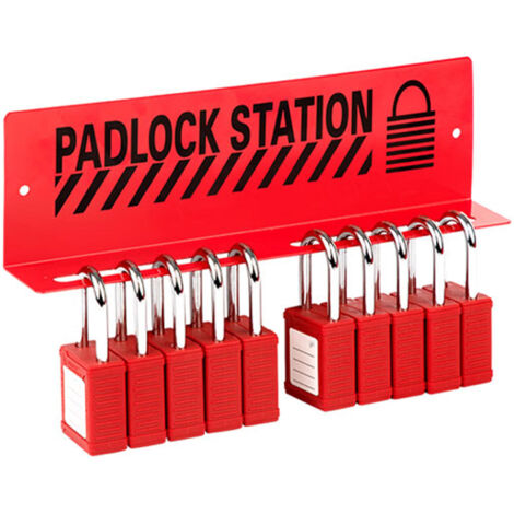 Station de consignation/déconsignation pour cadenas, support mural en acier à 10 positions, organisateur de cadenas pour la gestion