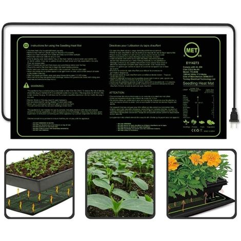Station de Germination Durable imperméable à l'eau, Tapis de Chauffage, Tapis de Chauffage hydroponique Chaud pour Tapis de Plante de Reptile, 20x10in Adélala