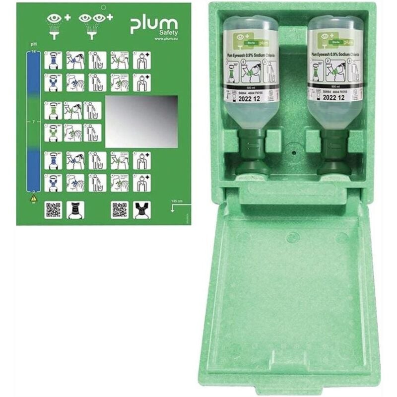 Station de douche oculaire 2 x 0,5 l H290xL230x110env. mm durée de conservat. 3 ans (sans ouvrir)