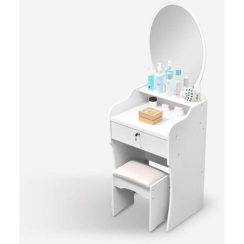Meuble coiffeuse table de maquillage avec miroir tabouret chambre Katrina