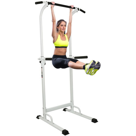 Station de musculation multifonction Power réglable pour la traction, la flexion et les abdominaux - blanc - Blanc