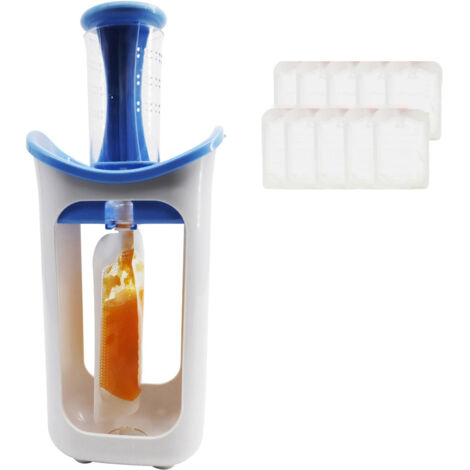 Station de Purée Bébé avec 10 Sachets - Presse-Fruits et Distributeur de Jus pour Nourriture Infantile