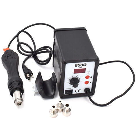 Station de soudage à air chaud 700W – Température 100-480°C – Débit d'air 120 l/min – 3 buses pour BGA, SOIC, CHIP, QFP, PLCC