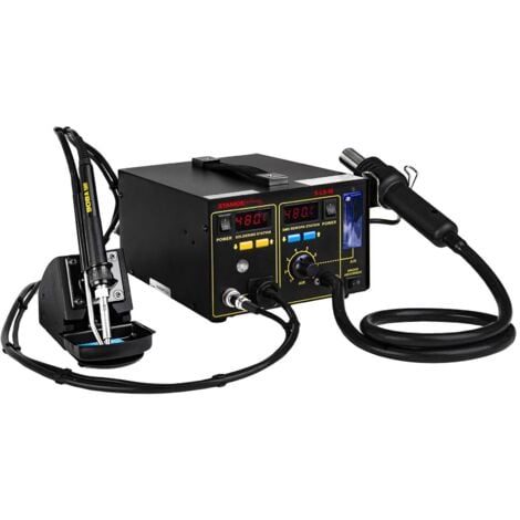 Station De Soudage Dessoudage 2 Ecrans Led Buse À Air 550W - Fer À Souder 75W - Noir