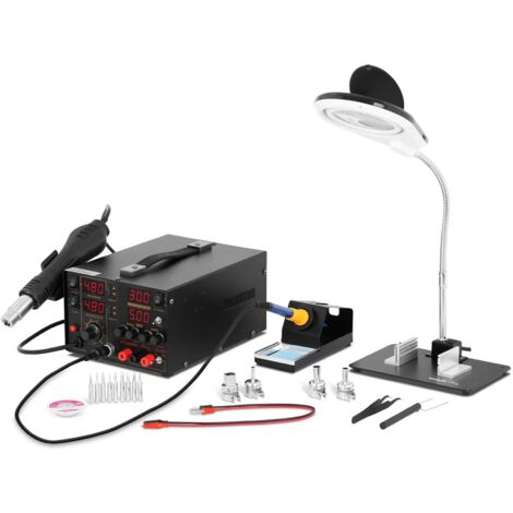 Station de Soudage Dessoudage 75w LED SMD Kit Fer À Souder + Air Chaud + Alim. - Noir