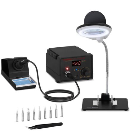 Station De Soudage Dessoudage LED Numérique Fer À Souder + Accessoire 65w Stamos - Noir