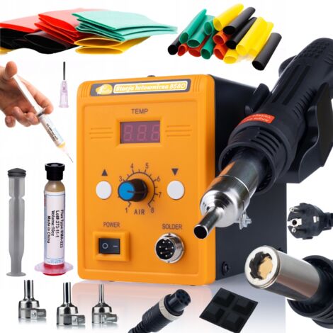 Station de soudage Hot-Air Rosfix 858D + Ensemble de 3 buses + Ensemble de tubes 328 pièces + Flux RMA-223