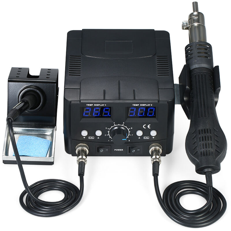 Station de soudage numérique 2 en 1 pour retouche cms, pistolet à air chaud, support de fer à souder, ensemble d'outils de soudage à dessouder 220 v