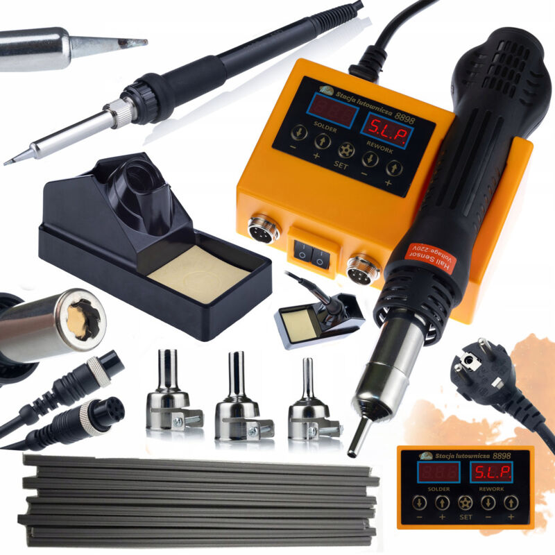 Stazione di saldatura Rosfix 2in1 (aria calda e 900M) Rosfix Orange Husky OH660 Electric S Series + Filler per saldatura plastica PP Nero 10 pezzi 20