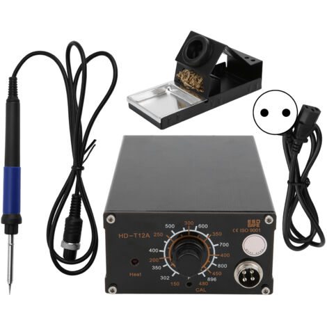 Station de Soudure T12A Alliage d'Aluminium pour Électronique, Outil Intelligent Soudage AC90-260V avec Prise EU