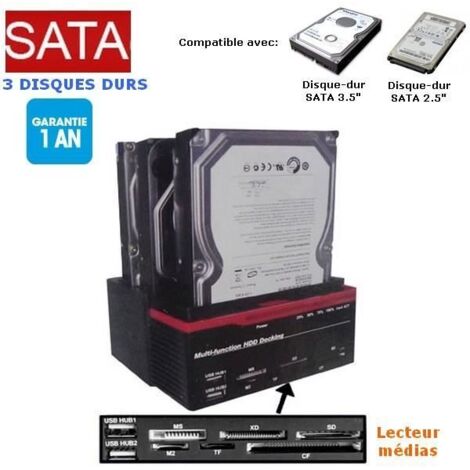 Station disque-dur 2.5 et 3.5 pouces (SATA-IDE) et 3 ports SATA