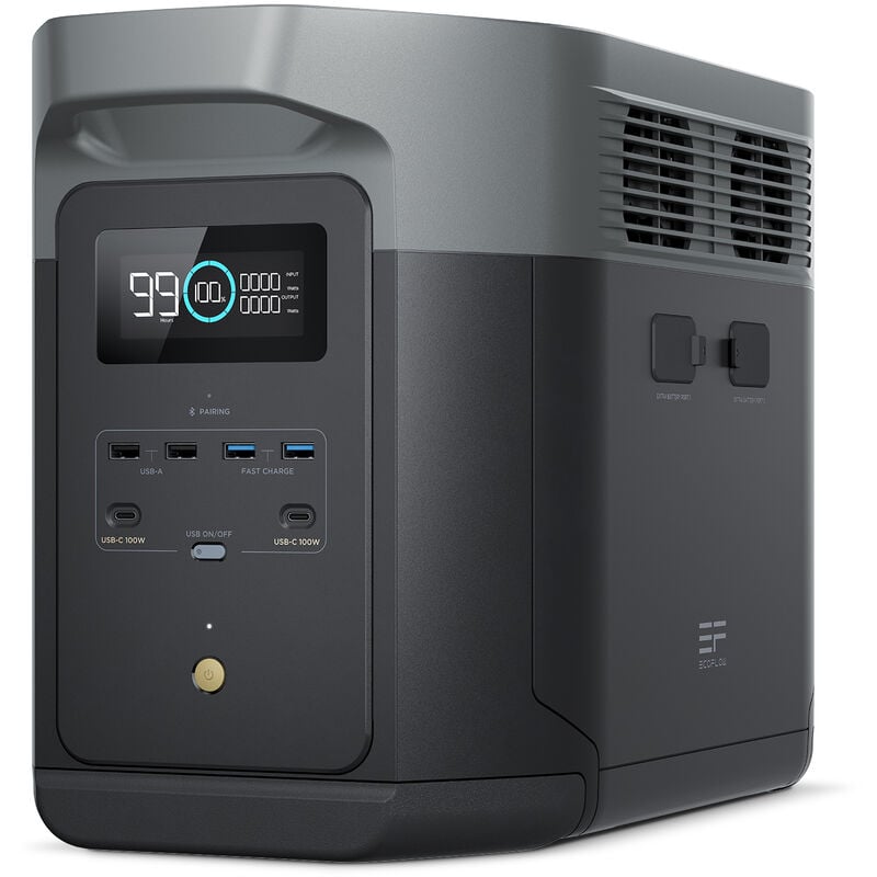 Ecoflow - Station électrique portable delta 2 Max, capacité 2048Wh, batterie lfp 3 000 cycles, recharge rapide, puissance de sortie 3100 w,