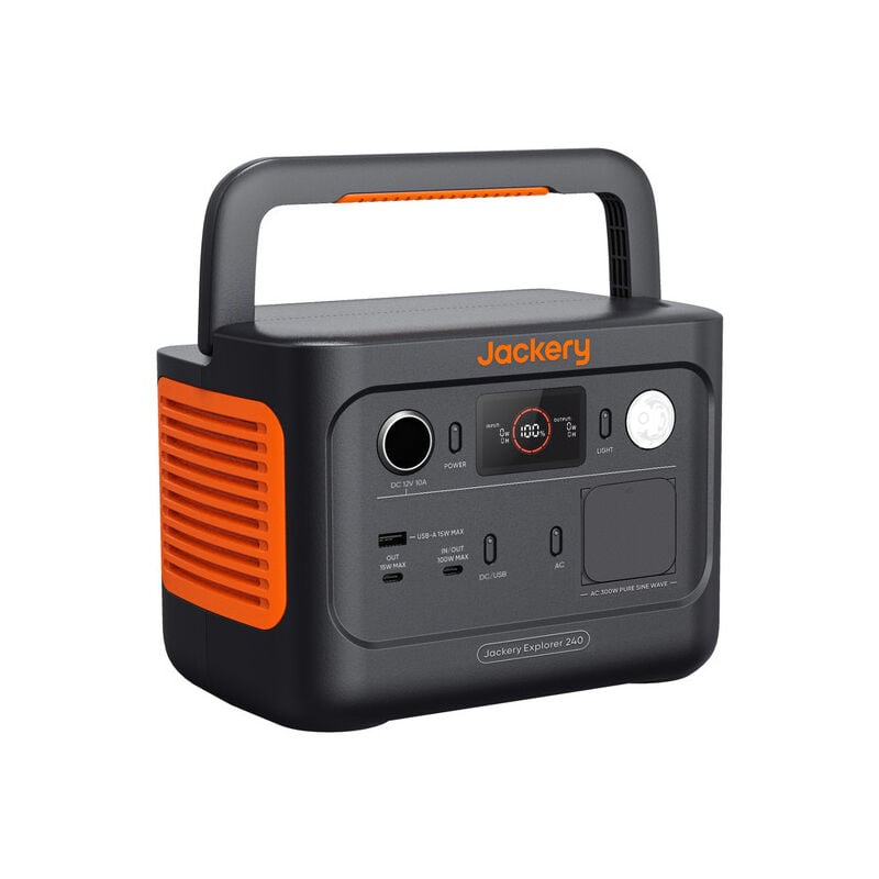 Jackery - Station Électrique Portable Explorer 240 V2, 256Wh Batterie LiFeP04, 300W CA/100W usb-c Sortie, Charge Complète Rapide 1H, Générateur