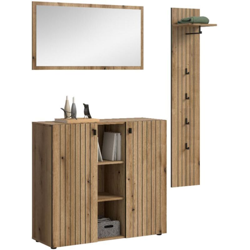 Ebuy24 Station Garderobenmöbel Set Eiche Dekor.