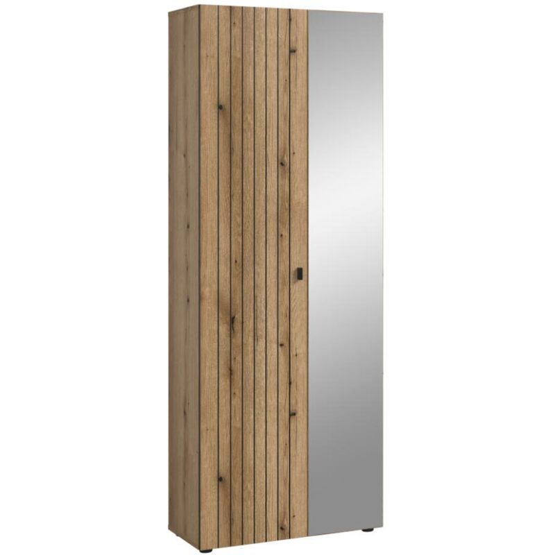 Ebuy24 Station Kleiderschrank 1 Tür, 1 Spiegeltür Eiche Dekor.