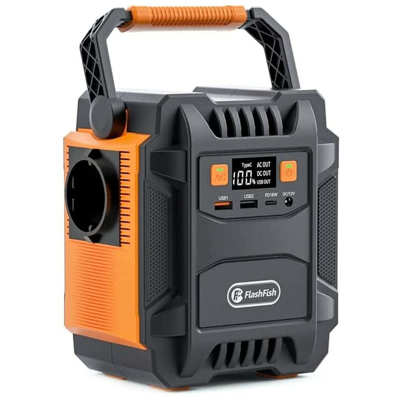 Station électrique portable Flashfish Station d'alimentation portable 172 Wh, générateur solaire pour extérieur 400W max,