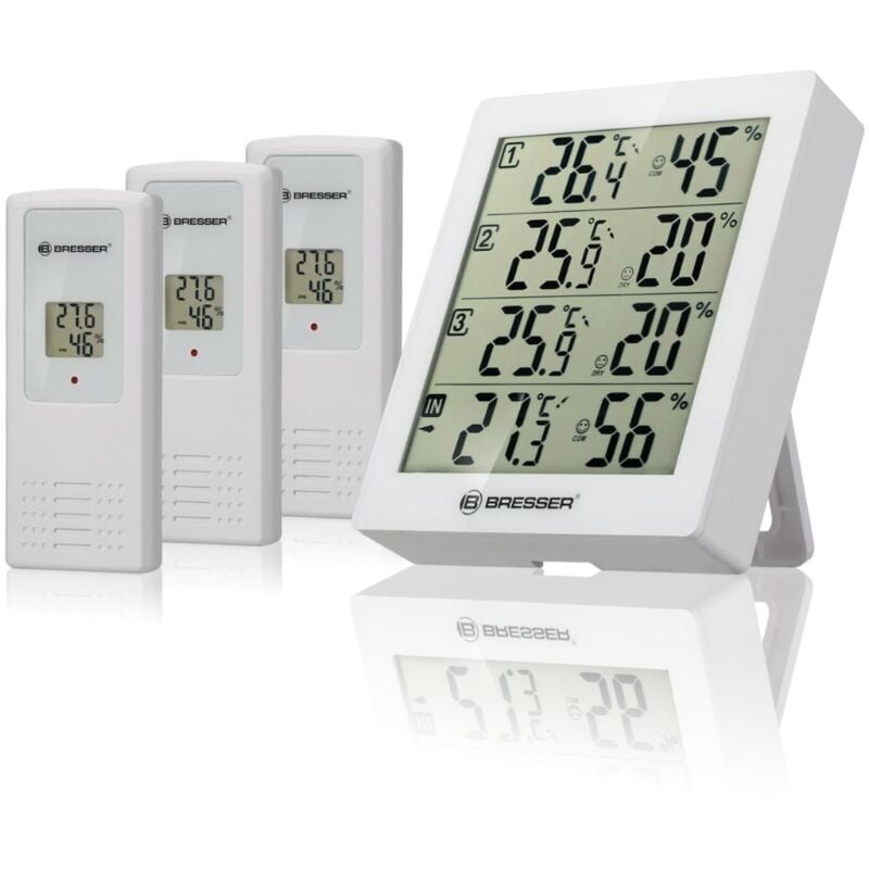Thermo/hygromètre Quadro - Blanc - 3 capteurs extérieurs