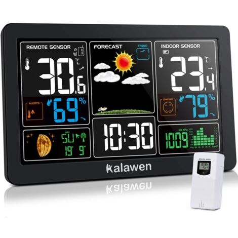 Station météo avec capteur intérieur extérieur, réveil numérique sans fil MSF, baromètre, température, moniteur d'humidité, prévisions météo pour jardin