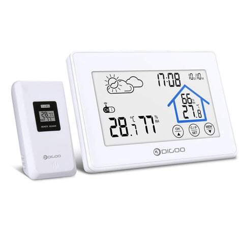 Thermomètre intérieur/extérieur avec sonde de température sans fil,  EQUATION, blanc