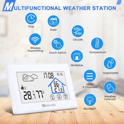 Station météo sans Fil numérique Thermomètre extérieur intérieur