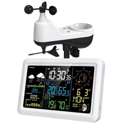 Station météo avec écran LCD 7,5 pouces et capteur extérieur (UE)