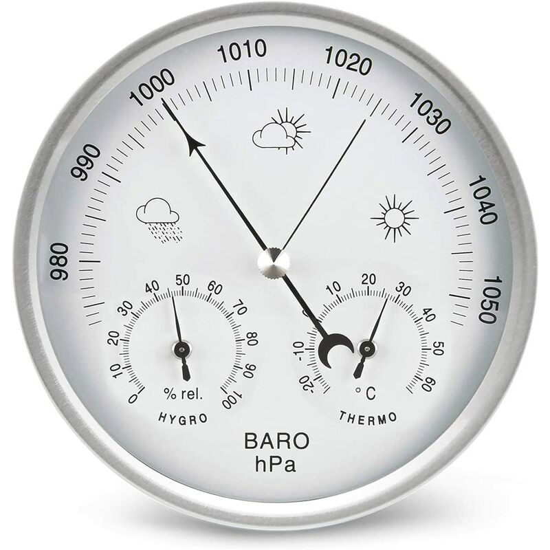 Devenirriche - Station météo baromètre à cadran analogique avec thermomètre hygromètre mesures de la pression atmosphérique Simplicité et lisibilité