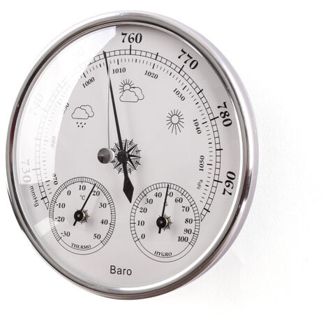 Station météo baromètre avec baromètre et thermomètre hygromètre 3 en 1 station météo analogique murale intérieure extérieure 53" argent 1 pièce