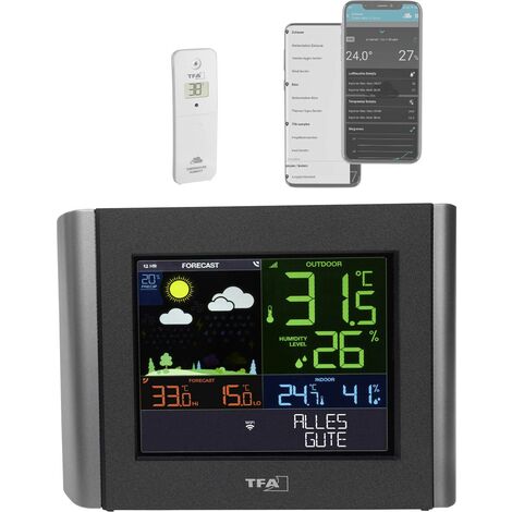Station météo connectée TFA Dostmann VIEW METEO 35.8000.01 Prévisions météorologiques 12 à 24 heures Y626242