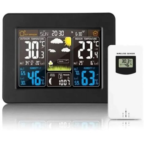 Station Météo - Horloge Numérique - Capteur Extérieur - Écran LCD Coloré - Fonction Baromètre