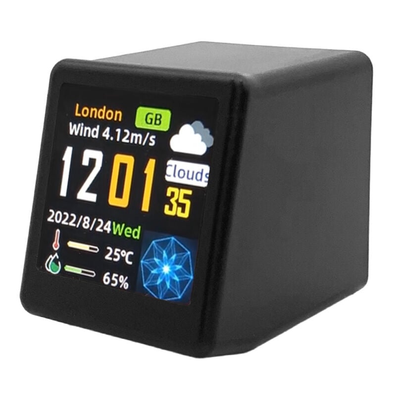 Lifcausal - Station météo intelligente de bureau 240 240px écran ips tft 1,54 pouces Horloge numérique WiFi Compteur électronique de température et