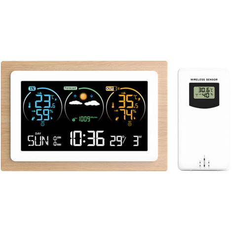 Station météo intérieur/extérieur LCD couleur USB – Thermomètre, humidité, baromètre