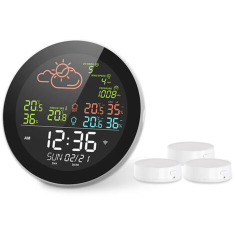 Station meteo multifonctionnelle Tuya Wifi, affichage numérique couleur, température intérieure/extérieure, hygromètre, prévision météo,station meteo