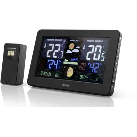 Station météo "Premium" HAMA, avec écran couleur LED et fonction de charge LED