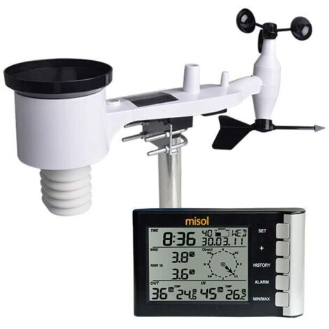 Station météo professionnelle – Vitesse du vent jusqu'à 180 km/h – Transmission sans fil 433MHz – Plage de température -40 à 60°C