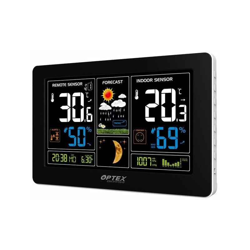 Station météo radio controlée écran couleur avec sonde exterieure et chargeur usb - OPTEX