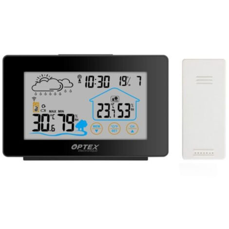 Station Meteo Radio Controlee Tactile Noir Et Blanc Avec Sonde Exterieure