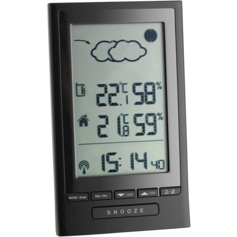 Station météo radiopilotée numérique TFA Dostmann 351122 noir Y06017